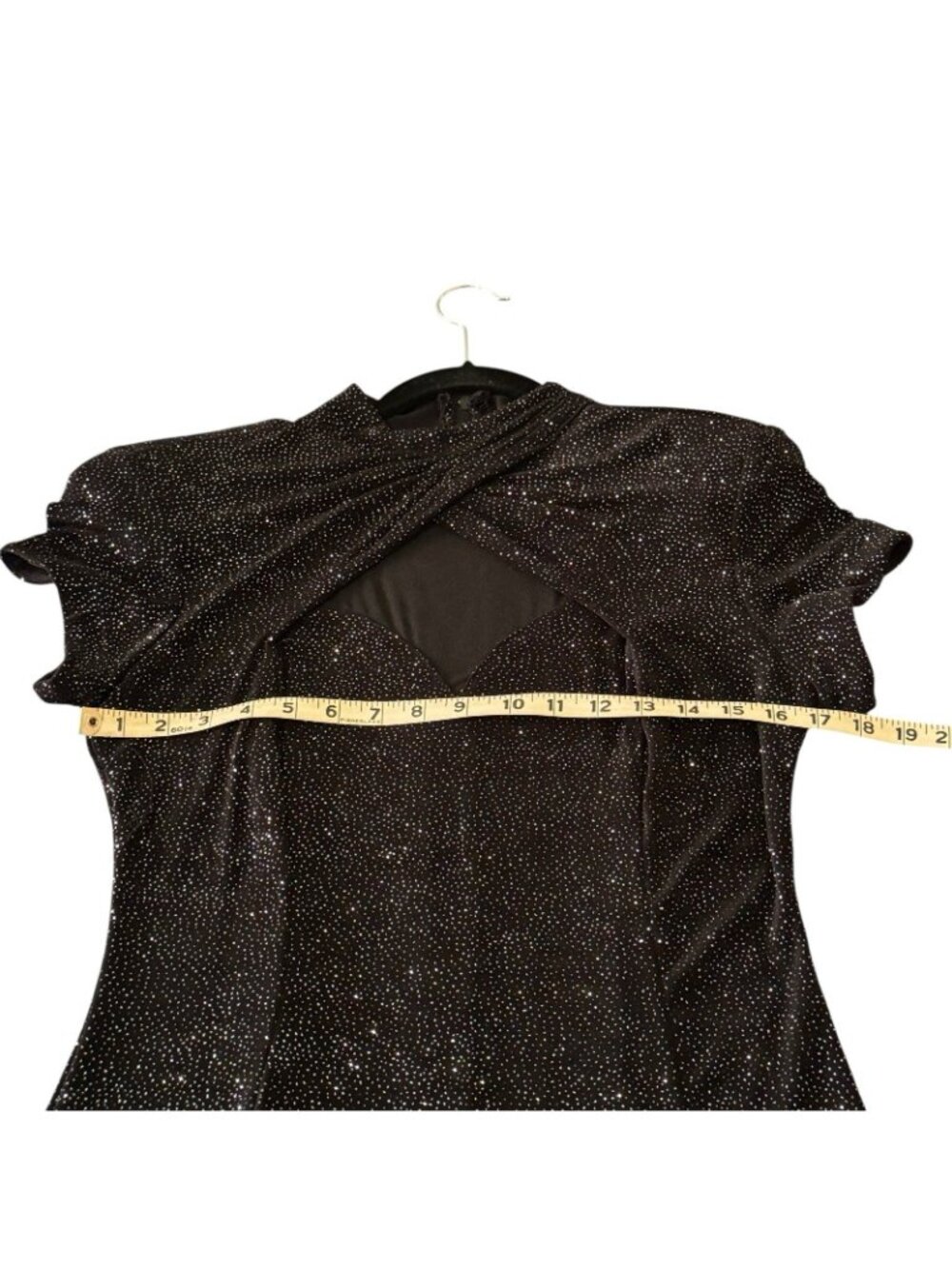 Evening Dress Womens 12 Curvy Black Mini Illusion Elegant Sparkle VTG Night Way - Picture 15 of 15